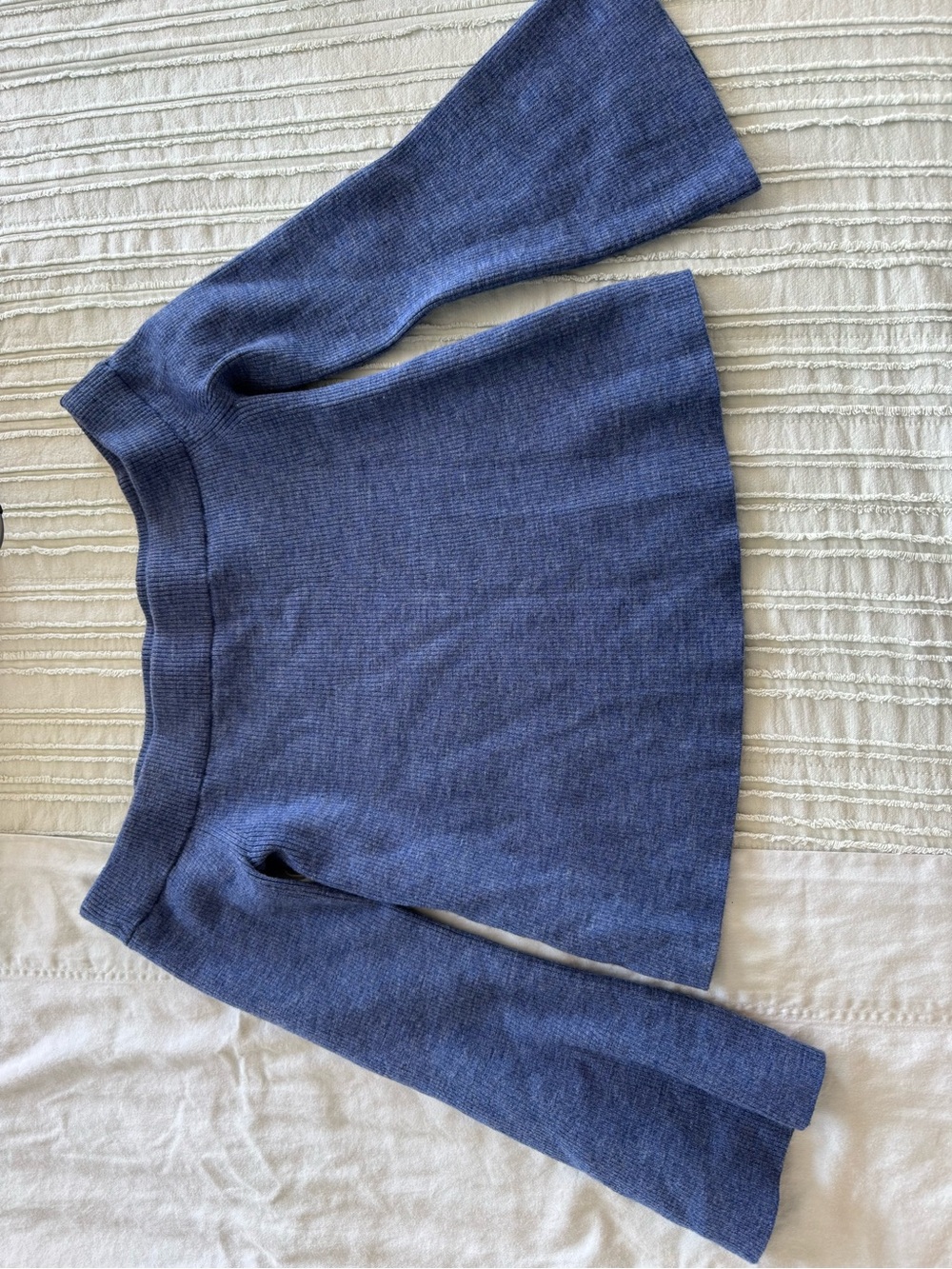 Wilfred Slate Blue Off-the-Shoulder Ribbed Knit Sweater